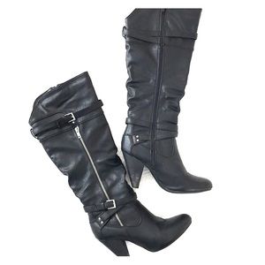 FINAL PRICE-Black Knee-High Heeled Boots - 7
